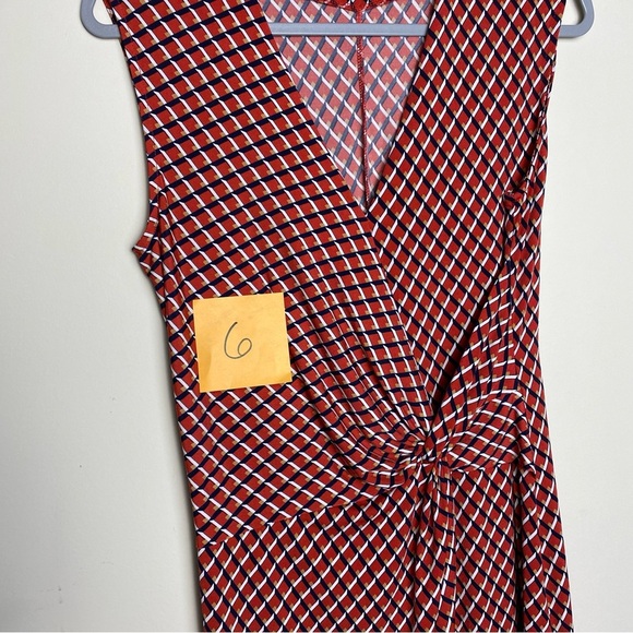 Banana Republic Factory Red Print Twist Faux Wrap Dress Women's Size M - Picture 14 of 14